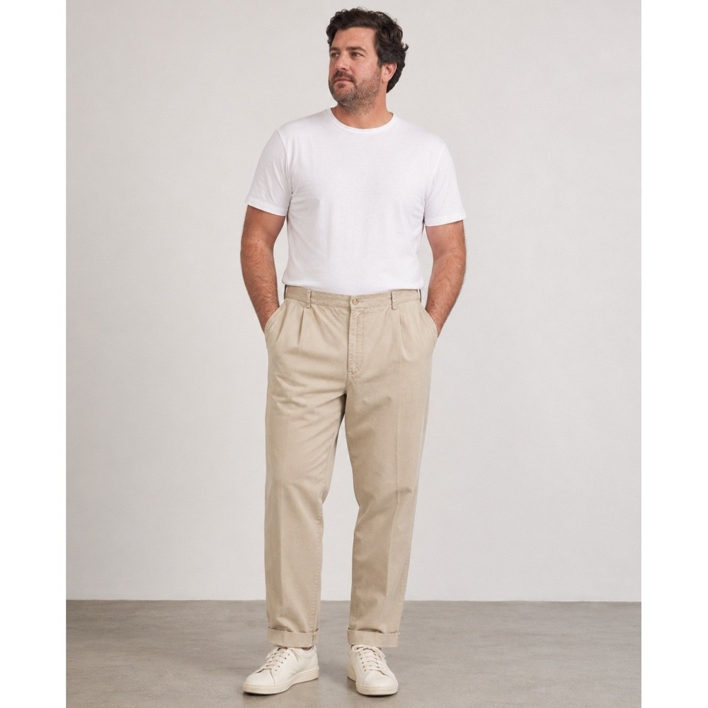 VTG Polo Ralph Lauren Hammond Pant 38x32 Tan Khaki Pleated Chino 90s Cotton Cuff